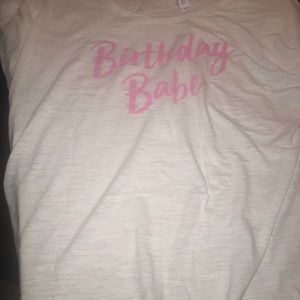 “Birthday Babe” t shirt off the shoulder!